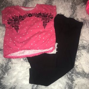 EUC Pink top and black pants